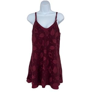 Vintage Y2K mini slip dress with embossed leaf print S